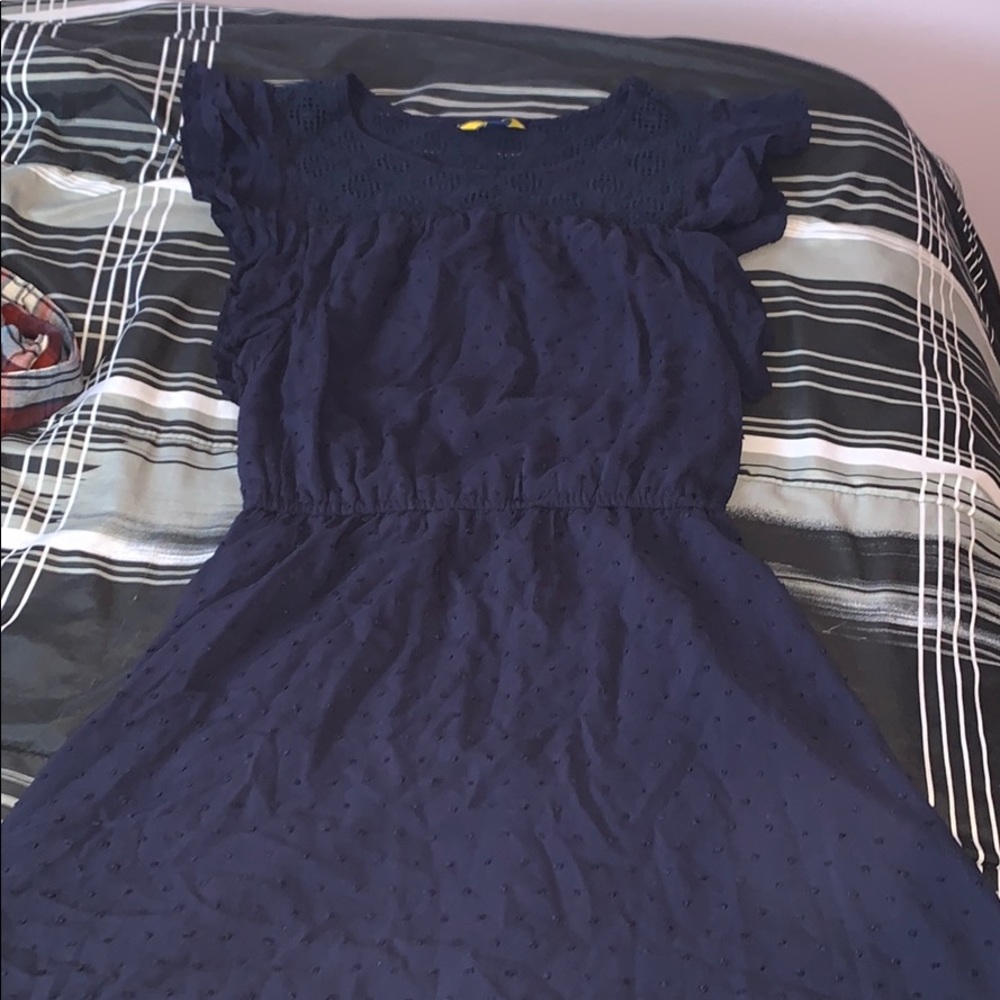 Navy Blue Mini Summer Dress Flowy